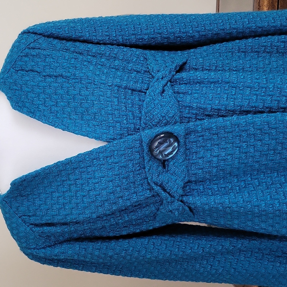 Beth Bowley Teal Textured Long Sleeve Coat - Picture 2 of 7